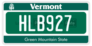 HLB927  license plate in VT