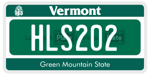 HLS202  license plate in VT