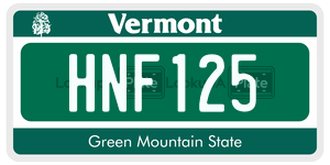 HNF125  license plate in VT