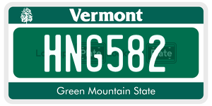 HNG582  license plate in VT