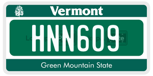 HNN609  license plate in VT