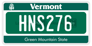 HNS276  license plate in VT