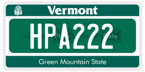 HPA222 license plate in Vermont