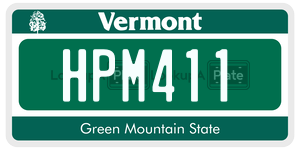 HPM411  license plate in VT