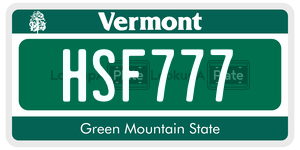 HSF777  license plate in VT