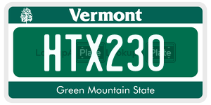 HTX230 license plate in Vermont