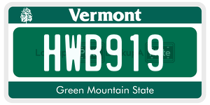 HWB919  license plate in VT