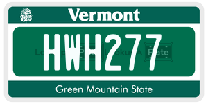 HWH277  license plate in VT