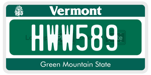 HWW589  license plate in VT