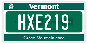 HXE219  license plate in VT