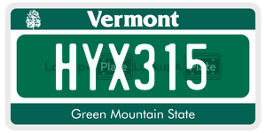 HYX315  license plate in VT
