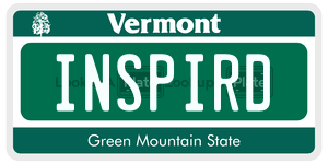 INSPIRD  license plate in VT