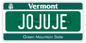 JOJUJE  license plate in VT