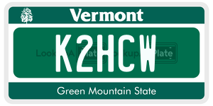 K2HCW  license plate in VT