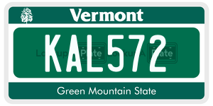 KAL572  license plate in VT
