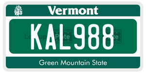 KAL988 license plate in Vermont