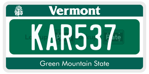 KAR537 license plate in Vermont