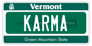 KARMA license plate in Vermont