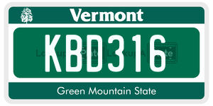 KBD316  license plate in VT