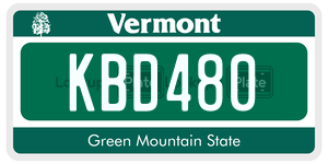 KBD480  license plate in VT