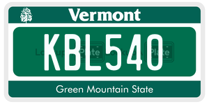 KBL540 license plate in Vermont
