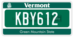 KBY612 license plate in Vermont