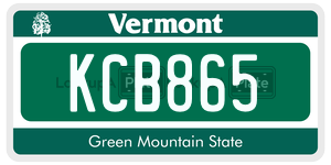 KCB865  license plate in VT