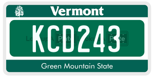 KCD243  license plate in VT