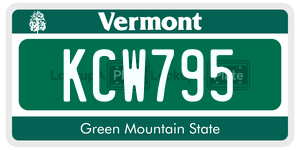 KCW795  license plate in VT