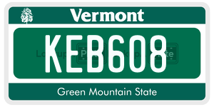 KEB608  license plate in VT