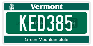 KED385 license plate in Vermont