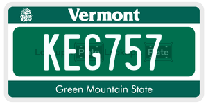 KEG757 license plate in Vermont