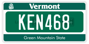 KEN468  license plate in VT