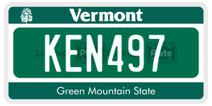 KEN497  license plate in VT