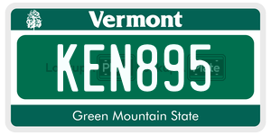 KEN895  license plate in VT