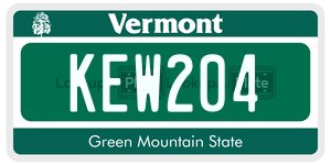 KEW204 license plate in Vermont