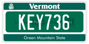 KEY736  license plate in VT