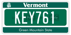 KEY761  license plate in VT