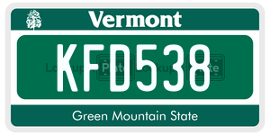 KFD538  license plate in VT
