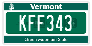 KFF343  license plate in VT