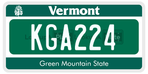 KGA224  license plate in VT