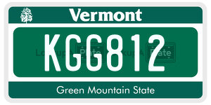 KGG812  license plate in VT