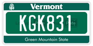 KGK831  license plate in VT