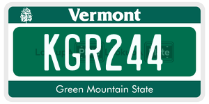 KGR244  license plate in VT