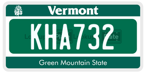 KHA732  license plate in VT