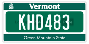KHD483  license plate in VT
