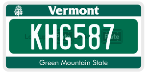 KHG587  license plate in VT