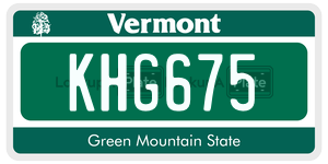 KHG675  license plate in VT