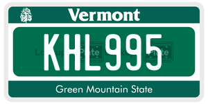 KHL995 license plate in Vermont