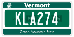 KLA274 license plate in Vermont